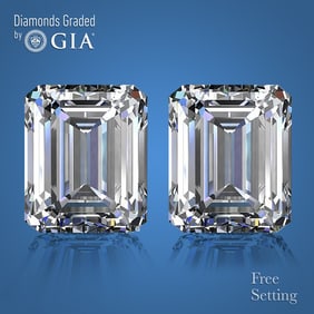 4.04 ct Emerald cut GIA Graded Diamond Pair