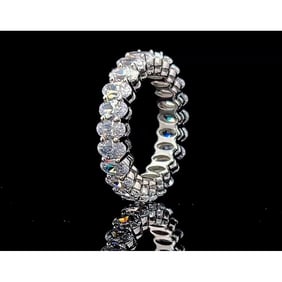 14k White Gold 6.40 ct Oval Cut Diamond Eternity Band