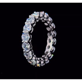 14k White Gold 6.75 ct Round Cut Diamond Eternity Band
