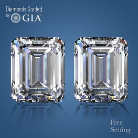 4.02 ct Emerald cut GIA Graded Diamond Pair