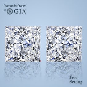 5.02 ct Princess cut GIA Graded Diamond Pair