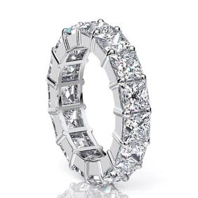 14k White Gold 7.60 ct Princess Cut Diamond Eternity Band