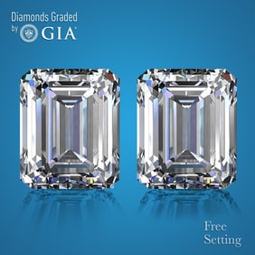 4.02 ct Emerald cut GIA Graded Diamond Pair