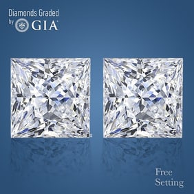 6.01 ct Princess cut GIA Graded Diamond Pair