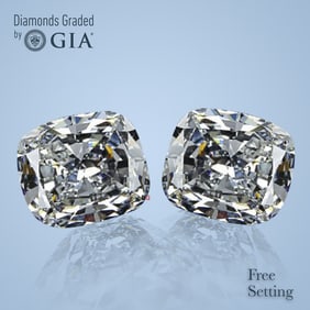 4.02 ct Cushion cut GIA Graded Diamond Pair