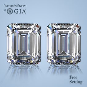 4.40 ct Emerald cut GIA Graded Diamond Pair