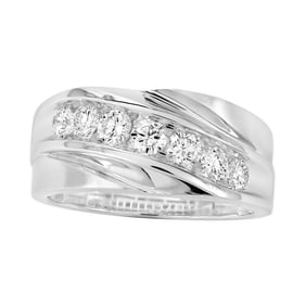 18kt White Gold .96ct Diamond Men's Band