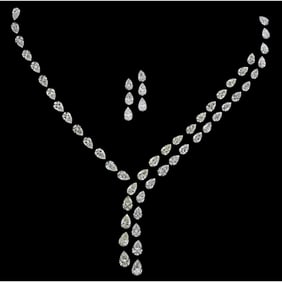 56.54 ct Pear Cut Diamond Necklace Layout Set