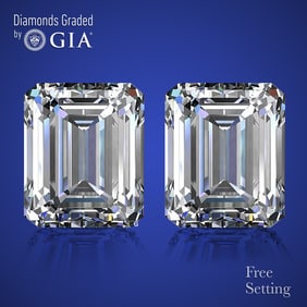 5.03 ct Emerald cut GIA Graded Natural Diamond Pair