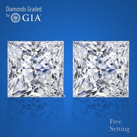 4.02 ct Princess cut GIA Graded Natural Diamond Pair