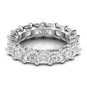 14k White Gold 7.80 ct Princess Cut Diamond Eternity Band