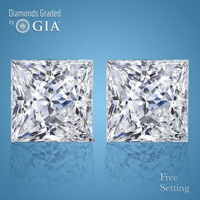 4.44 ct Princess cut GIA Graded Natural Diamond Pair