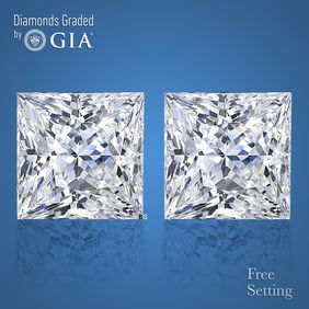4.02 ct Princess cut GIA Graded Natural Diamond Pair