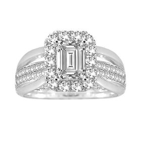 18kt White Gold 1.46ct Diamond Emerald cut Engagement Ring
