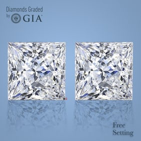 4.02 ct Princess cut GIA Graded Natural Diamond Pair