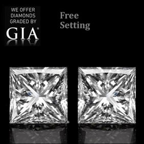 4.05 ct Princess cut GIA Graded Natural Diamond Pair