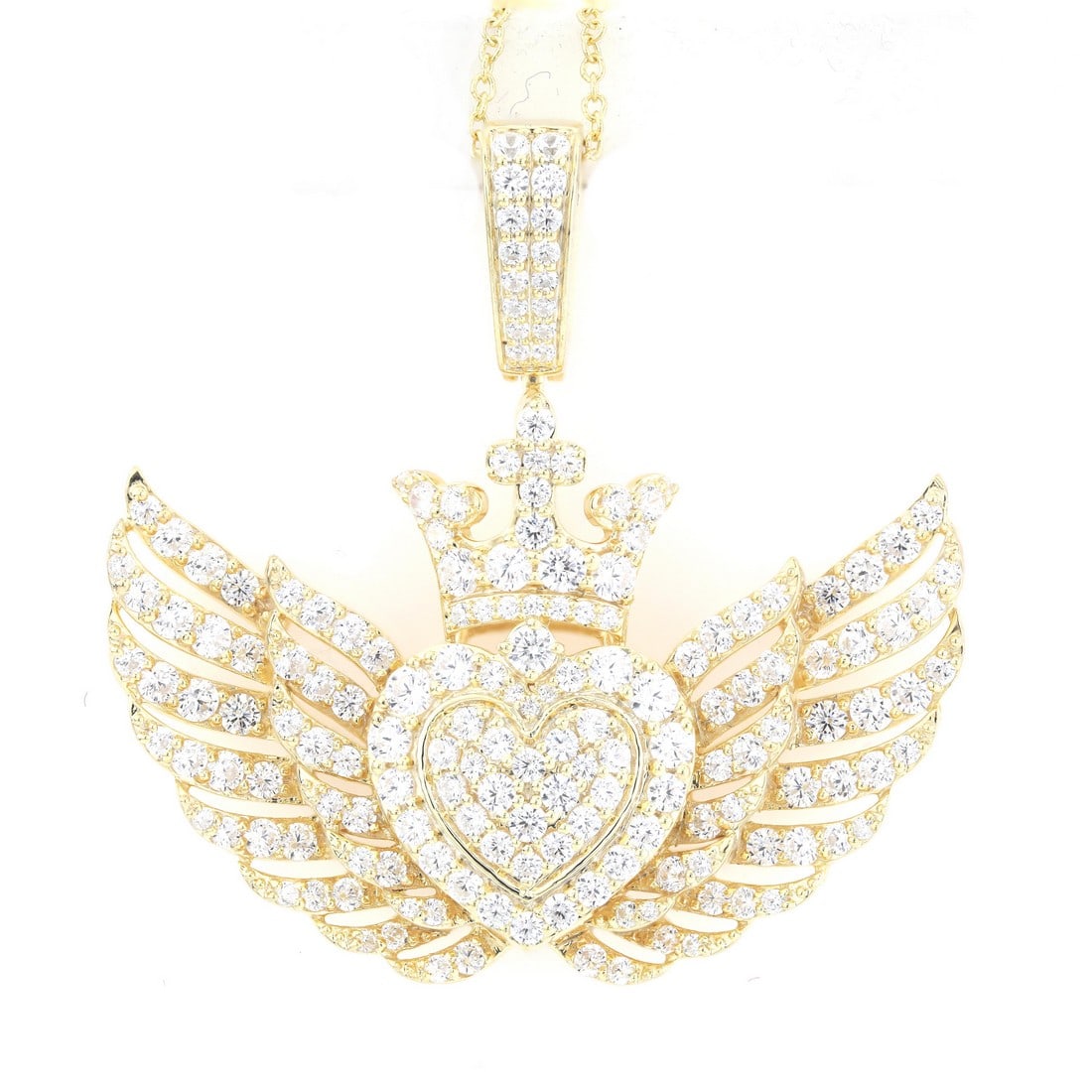 18K Yellow Gold 2.31 tcw Natural Diamond Pendant: Gold Type: 18K Yellow Gold Approximate Total Gold Weight (gm): 12.80 Natural Diamond Shape(s): Round Total Natural Diamond Weight: 2.31 carat No. of Natural Diamonds: 171 Color of Natural Di