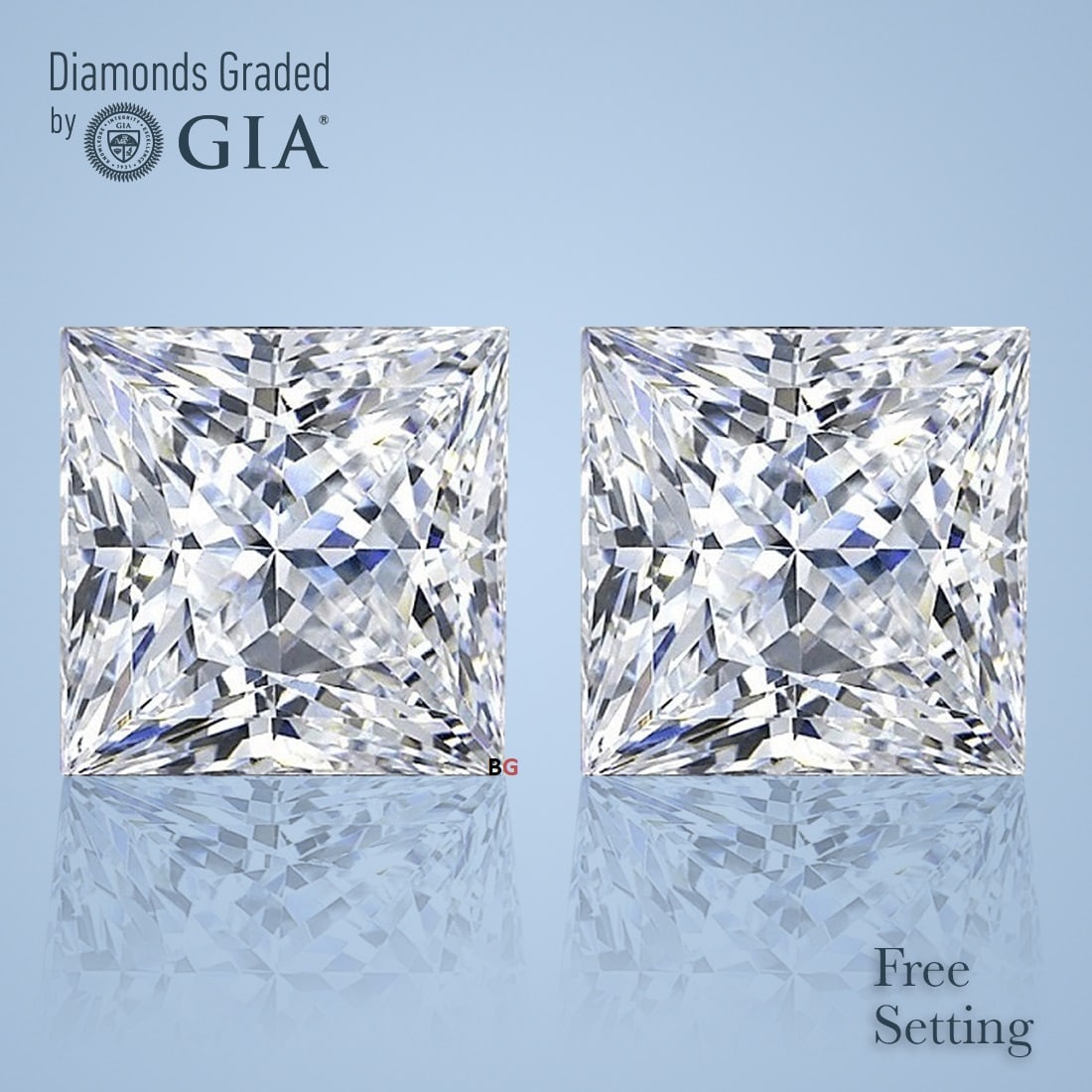 5.01 ct Princess cut GIA Graded Natural Diamond Pair: 1) Click here to view HD 360 Spinning Image