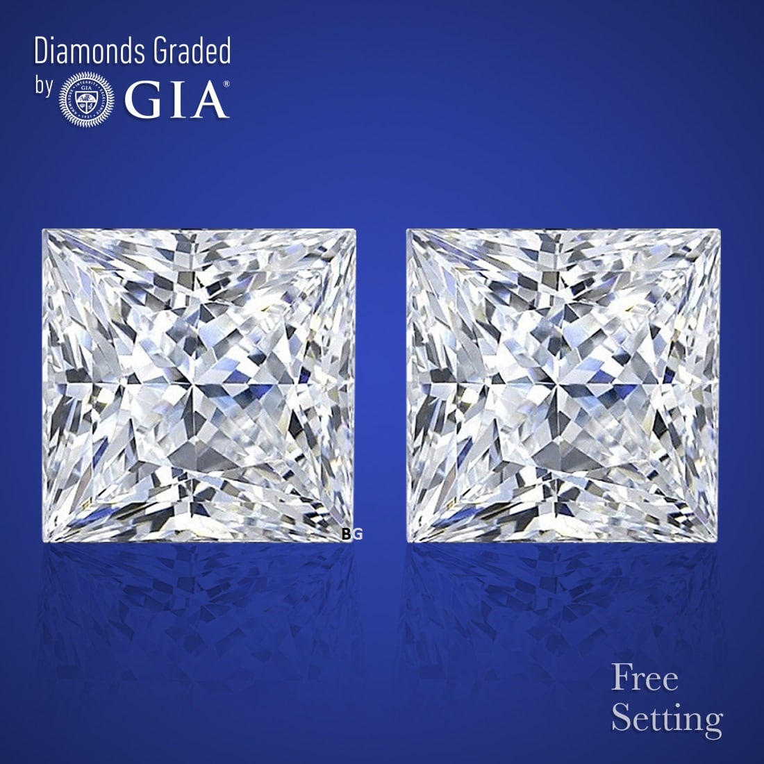 4.02 ct Princess cut GIA Graded Natural Diamond Pair: 1) Click here to view HD 360 Spinning Image