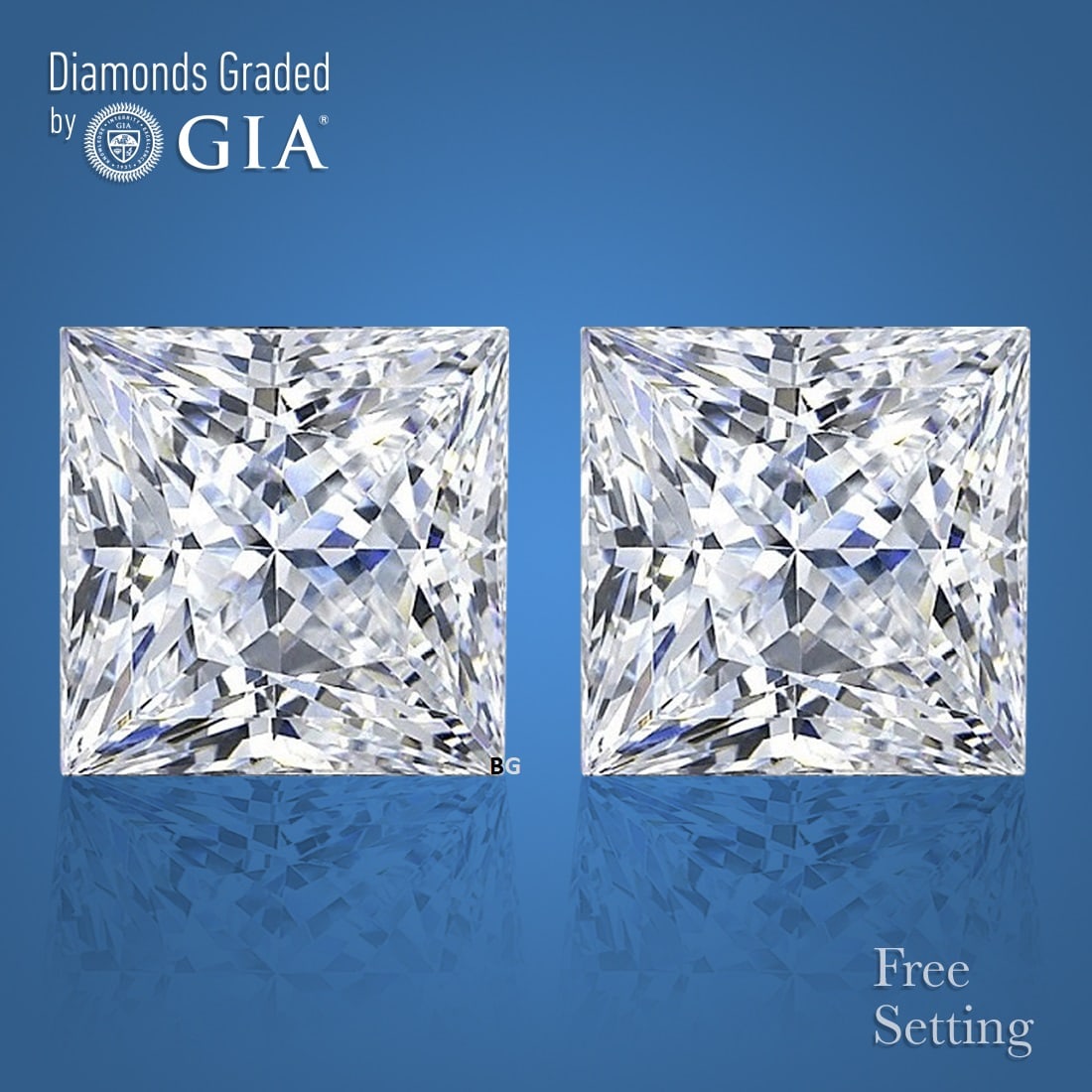 4.02 ct Princess cut GIA Graded Natural Diamond Pair: 1) Click here to view HD 360 Spinning Image