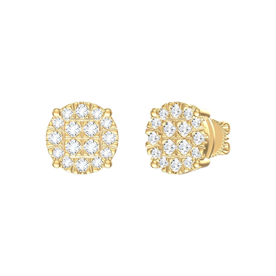 14K Yellow Gold 1.45 tcw Natural Diamond Earrings: Gold Type: 14K Yellow Gold Approximate Total Gold Weight (gm): 6.95 Natural Diamond Shape(s): Round Total Natural Diamond Weight: 1.45 carat No. of Natural Diamonds: 32 Color of Natural Diam