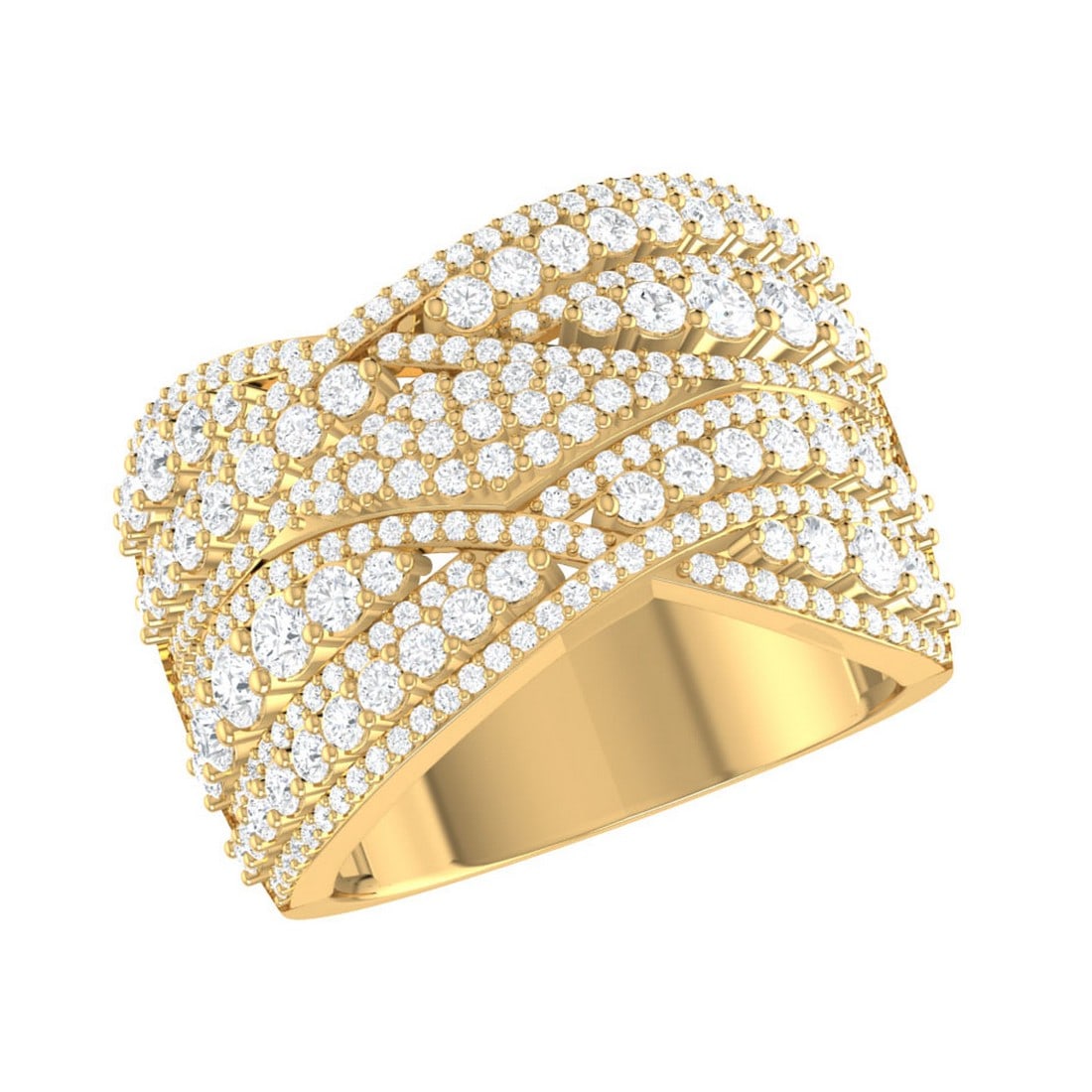 14K Yellow Gold 1.85 tcw Natural Diamond Ring: Gold Type: 14K Yellow Gold Approximate Total Gold Weight (gm): 8.57 Natural Diamond Shape(s): Round Total Natural Diamond Weight: 1.85 carat No. of Natural Diamonds: 263 Color of Natural Dia
