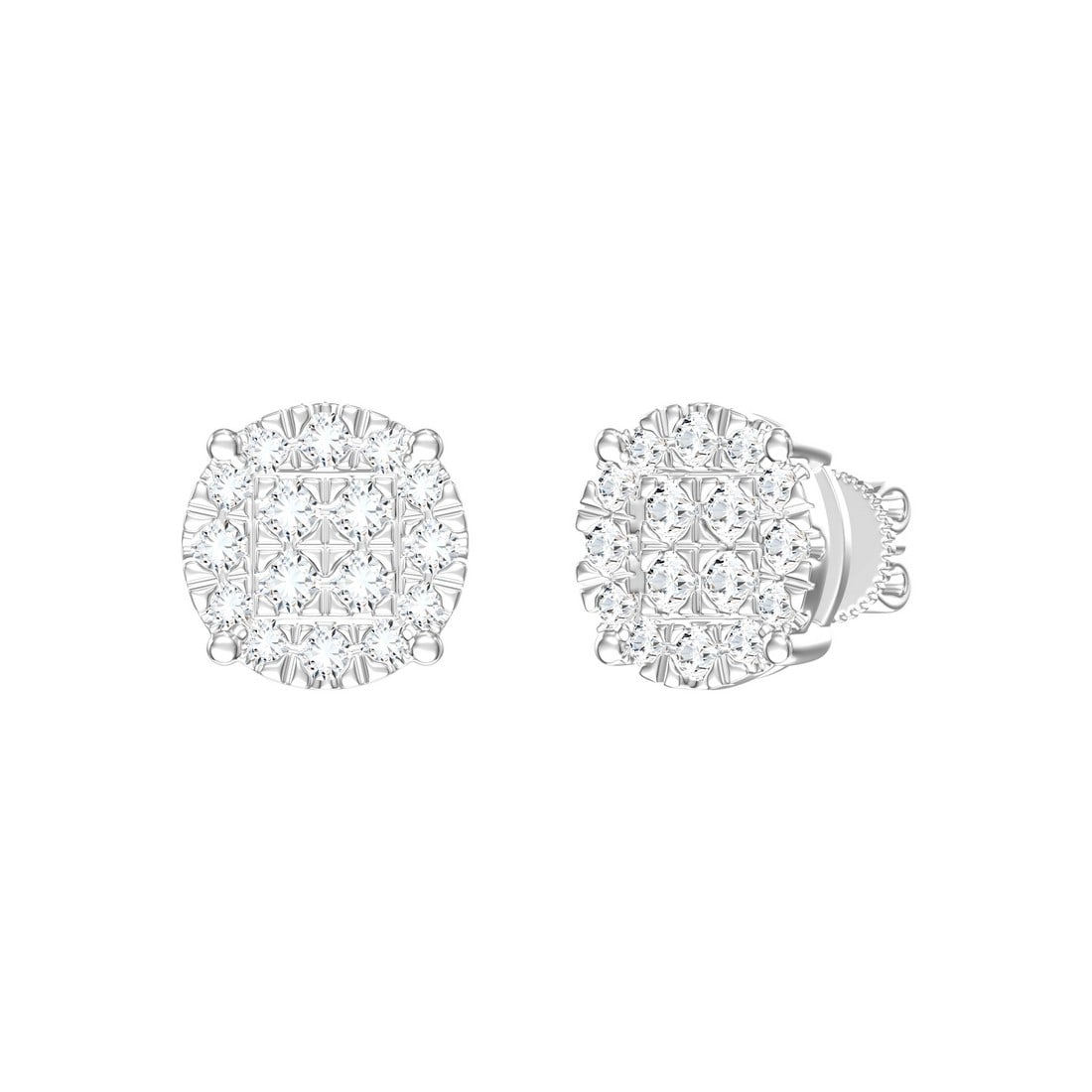 14K White Gold 1.44 tcw Natural Diamond Earrings: Gold Type: 14K White Gold Approximate Total Gold Weight (gm): 6.08 Natural Diamond Shape(s): Round Total Natural Diamond Weight: 1.44 carat No. of Natural Diamonds: 32 Color of Natural Diamo
