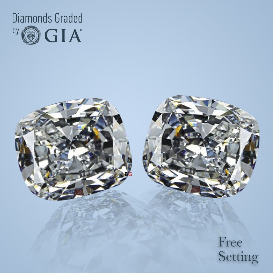 4.02 ct Cushion cut GIA Graded Natural Diamond Pair: 1) Click here to view HD 360 Spinning Image