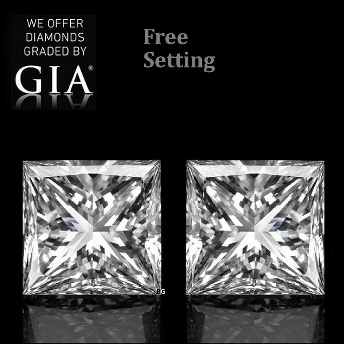 5.03 ct Princess cut GIA Graded Natural Diamond Pair: 1) Click here to view HD 360 Spinning Image