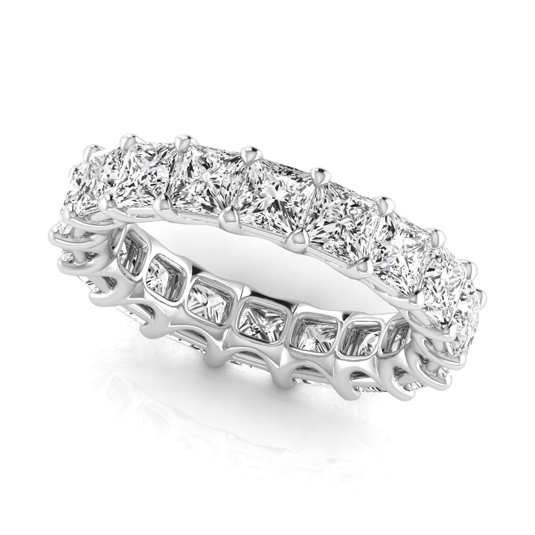 14k White Gold 6.55 ct Princess Cut Diamond Eternity Band (1 of 7)