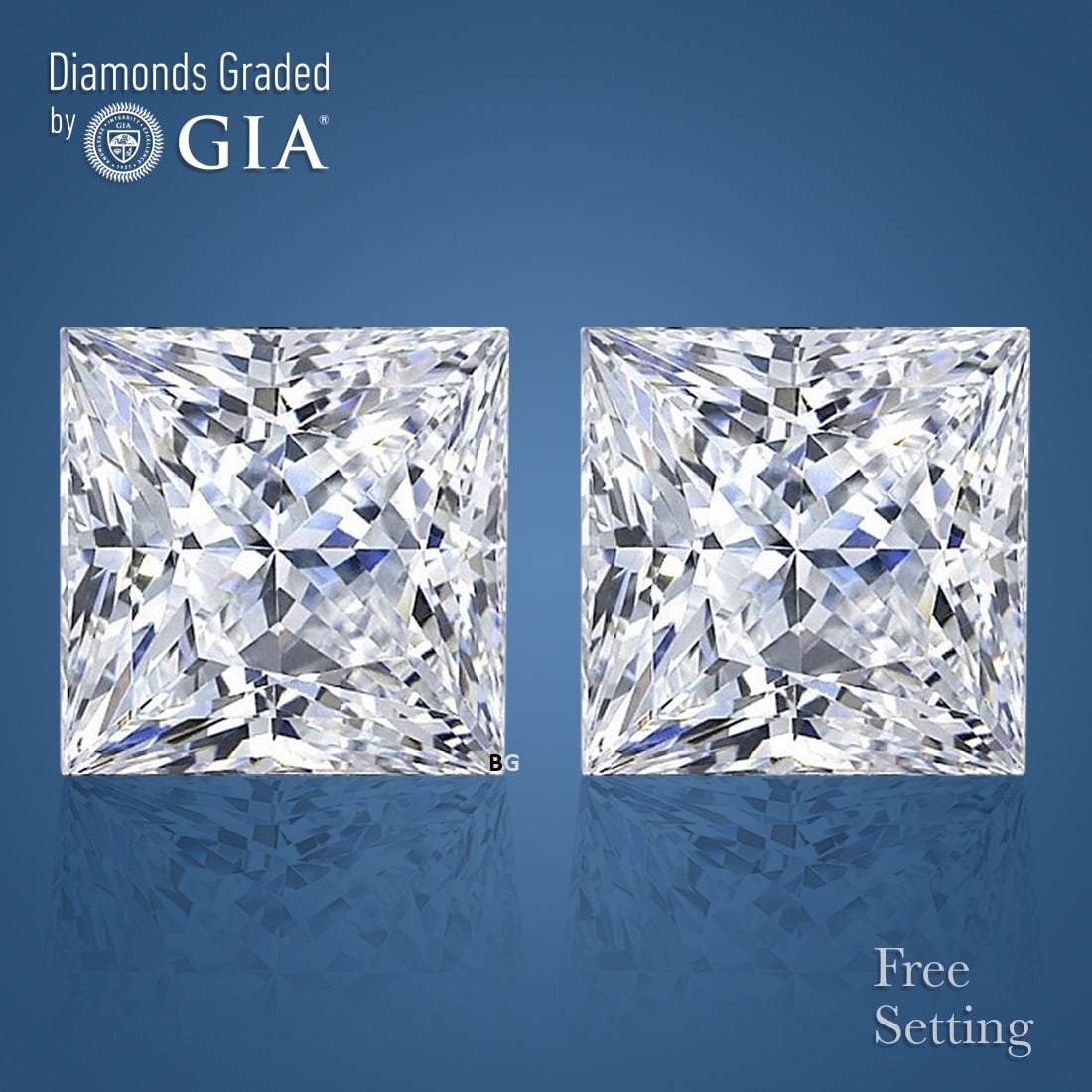 4.02 ct Princess cut GIA Graded Natural Diamond Pair: 1) Click here to view HD 360 Spinning Image