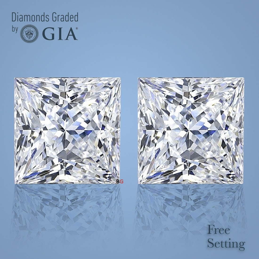 4.02 ct Princess cut GIA Graded Natural Diamond Pair: 1) Click here to view HD 360 Spinning Image
