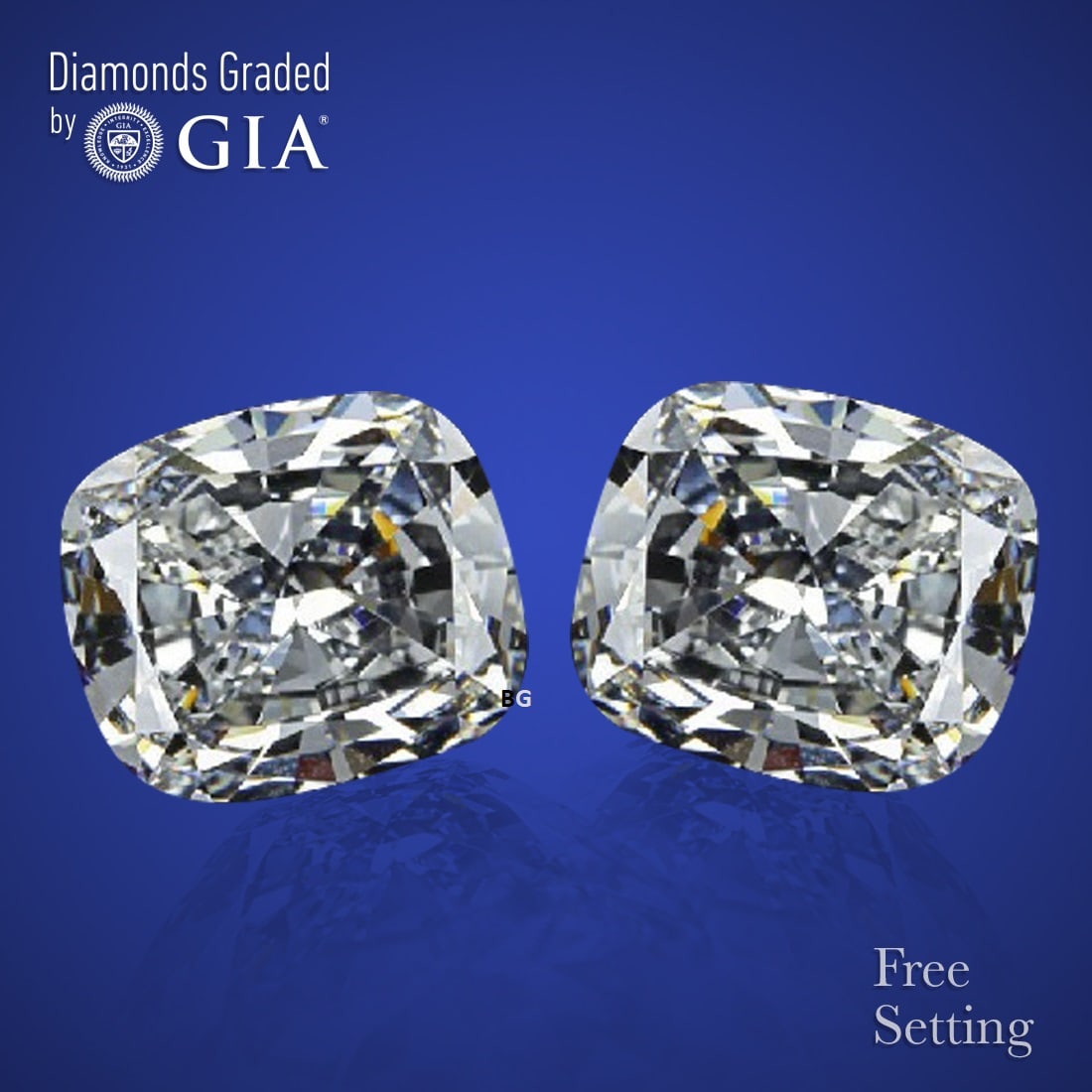 4.09 ct Cushion cut GIA Graded Natural Diamond Pair: 1) Click here to view HD 360 Spinning Image