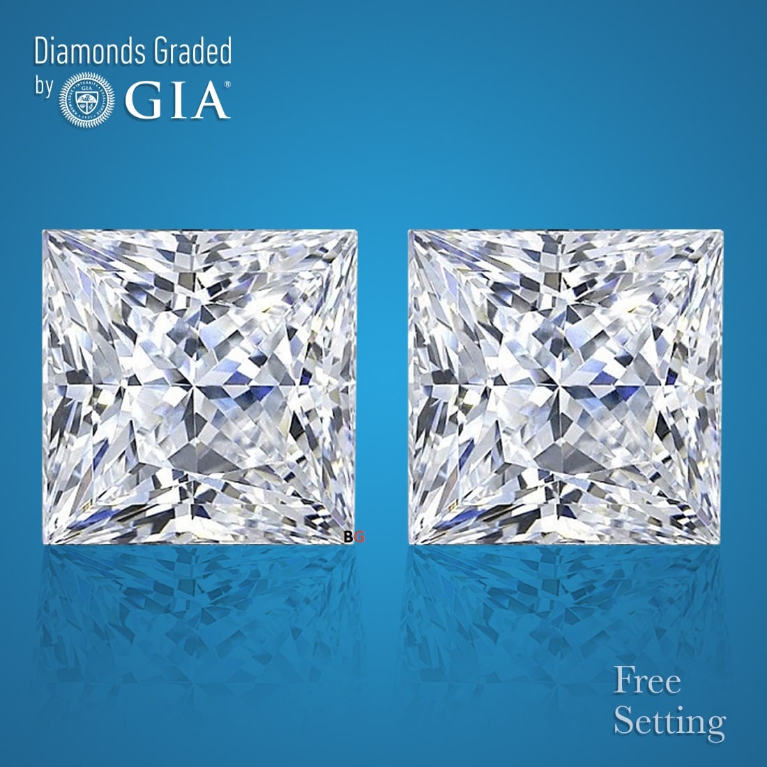 4.03 ct Princess cut GIA Graded Natural Diamond Pair: 1) Click here to view HD 360 Spinning Image