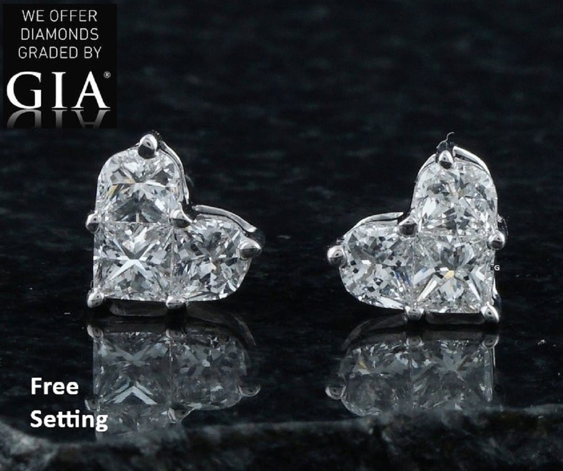 6.04 ct Heart cut GIA Graded Natural Diamond Pair: 1) Click here to view HD 360 Spinning Image