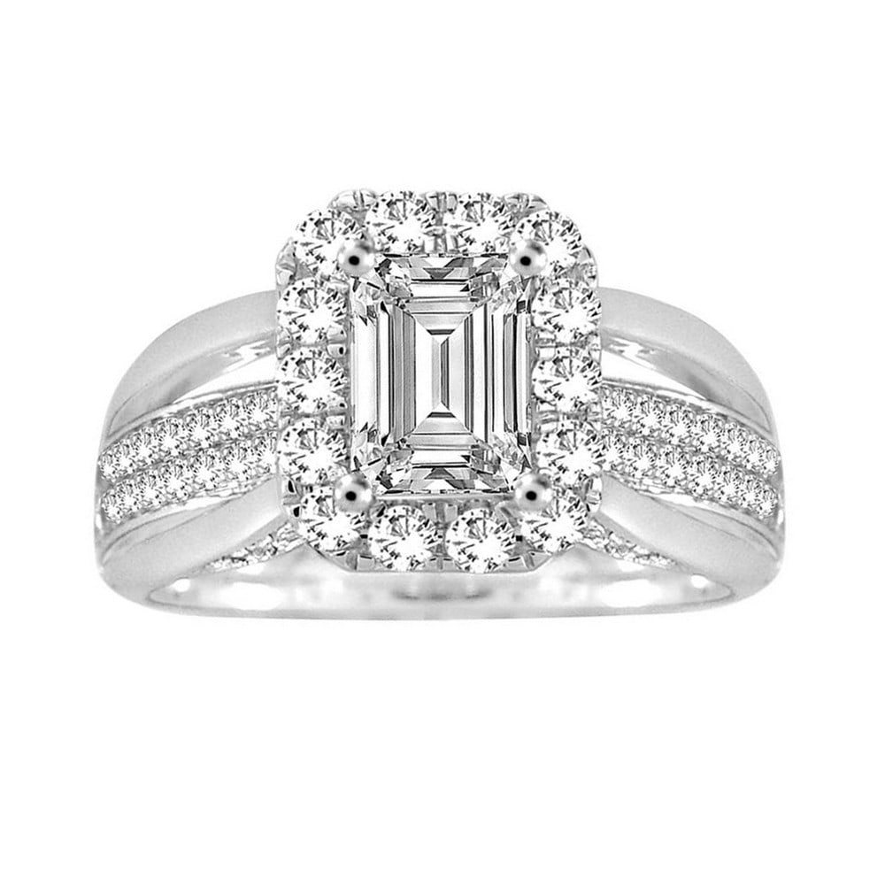 18kt White Gold 1.46ct Diamond Emerald cut Engagement Ring (1 of 4)