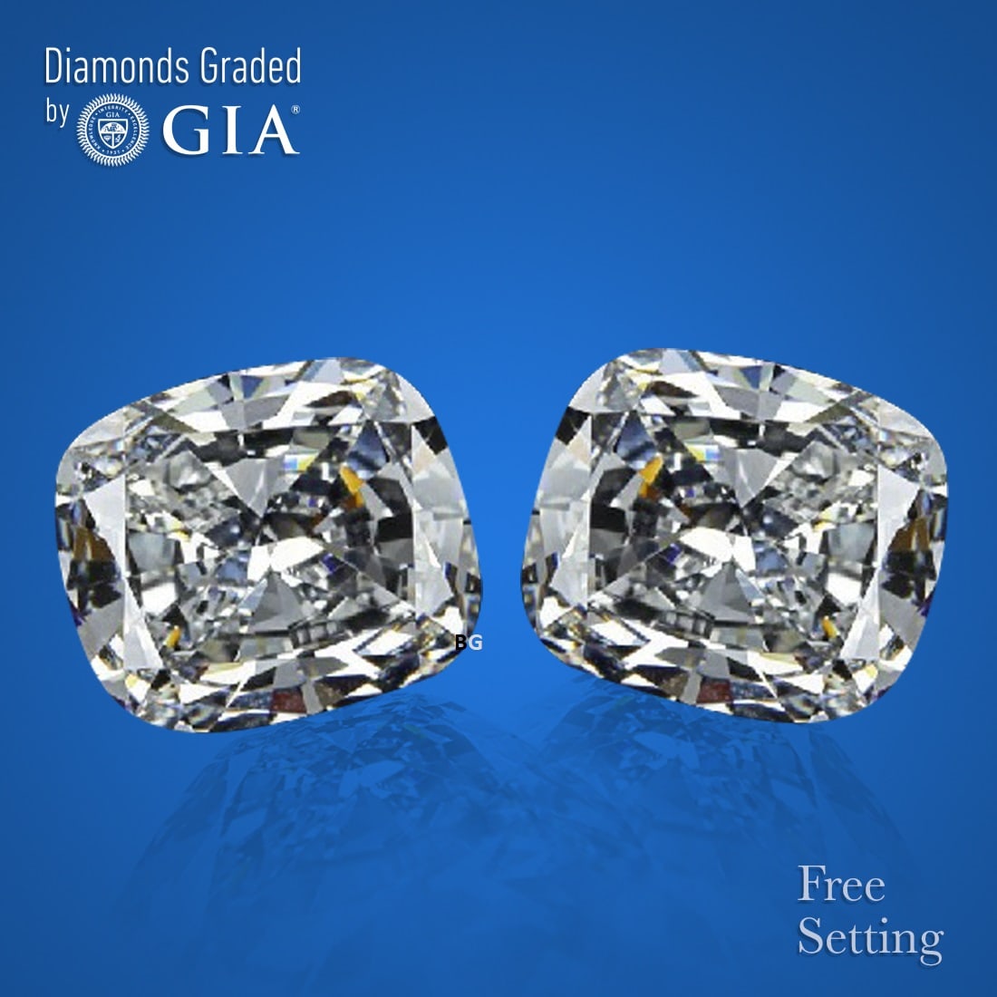4.03 ct Cushion cut GIA Graded Natural Diamond Pair: 1) Click here to view HD 360 Spinning Image