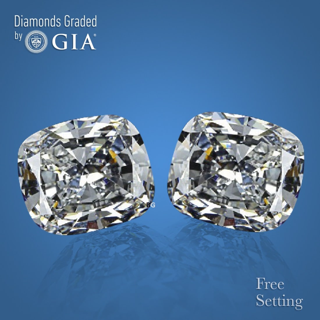 5.09 ct Cushion cut GIA Graded Natural Diamond Pair: 1) Click here to view HD 360 Spinning Image