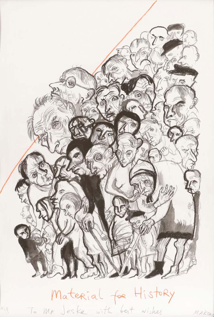 Maxim Kantor. 1957 Moskau - 'Selbstporträt zw...: Maxim Kantor. 1957 Moskau - 'Selbstporträt zwischen Lenin und Putin' / 'Material für die Geschichte' / 'Hiob' - Offset, mit Farbstift überarbeitet/Papier (3). a/p bzw. p/p. Jeweils 86 x