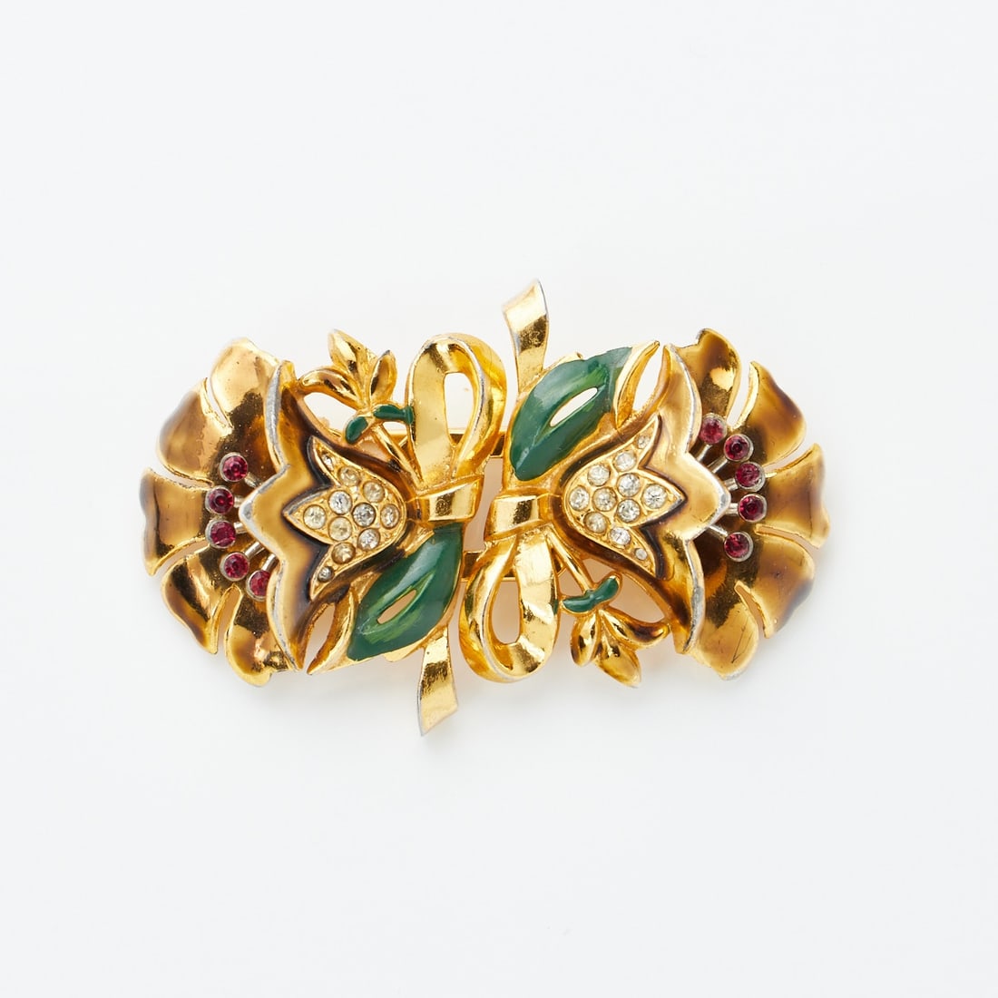 CORO - Vintage - Blüten Duette - mit Emaille und Straß (1 of 1)