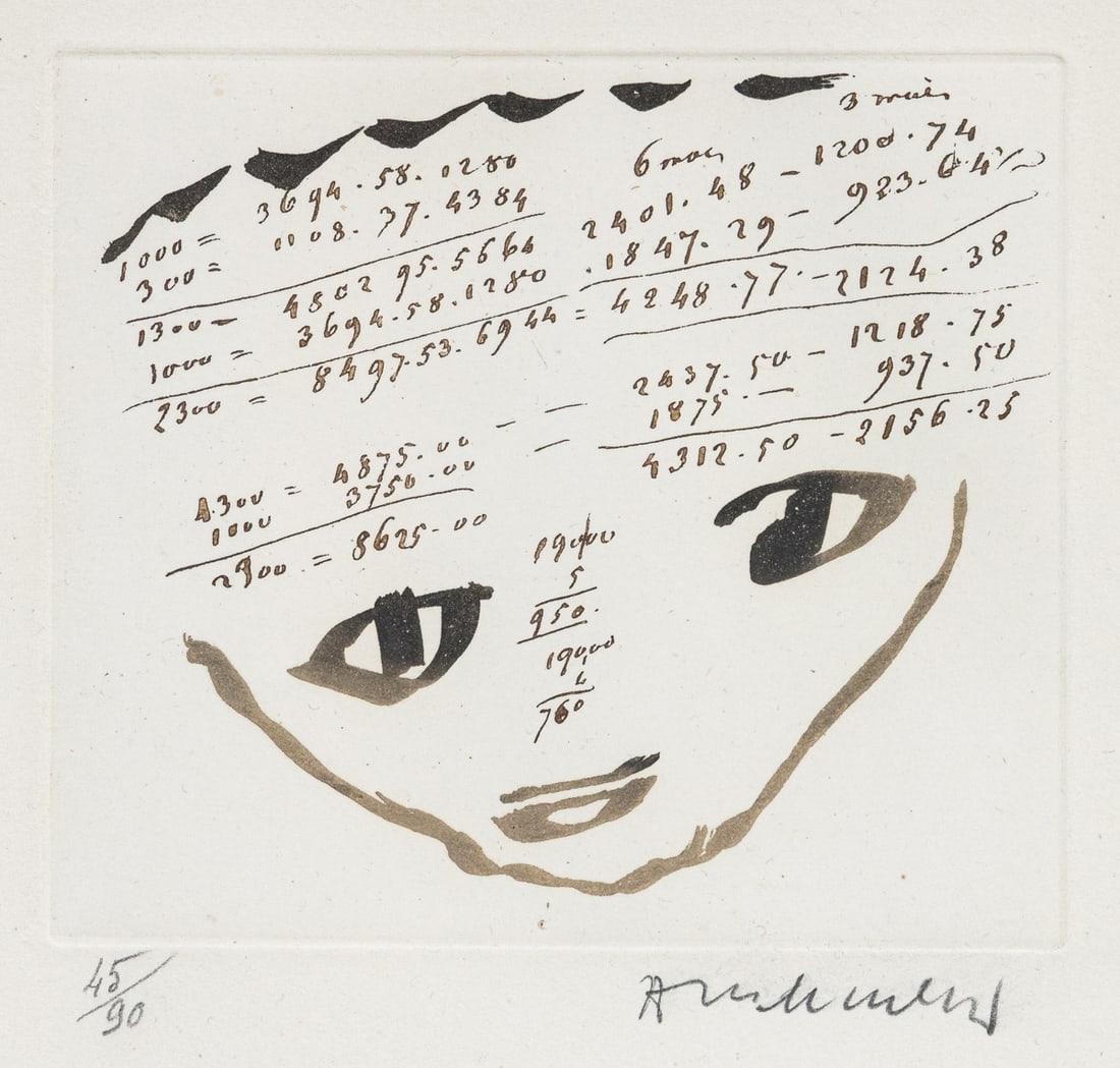 Pierre Alechinsky: Pierre Alechinsky1927 Bruessel - lebt und arbeitet in Bouvigal - "Carta Canta" - Aquatintaradierung/Papier. 45/90. 12,6 x 14,5 cm, 42,5 x 33,5 cm, 45,5 x 36,3 cm (Mass m. Rahmen). Sign. r. u.: Alechin