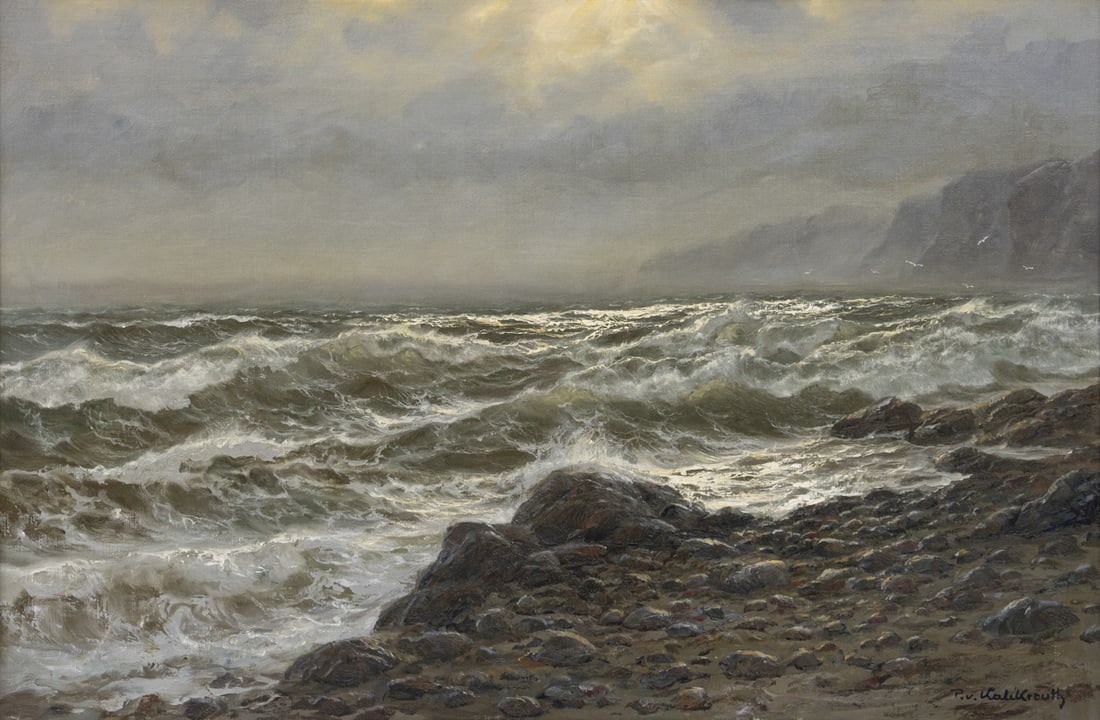 Patrick von Kalckreuth: Patrick von Kalckreuth1898 Kiel - 1970 Starnberg - Meereslandschaft - Oel/Lwd. 60 x 90 cm. Sign. r. u.: P. v. Kalckreuth. Rahmen. P. v. Kalckreuth arbeitete u. a. in Duesseldorf und Berlin. Die bevorz