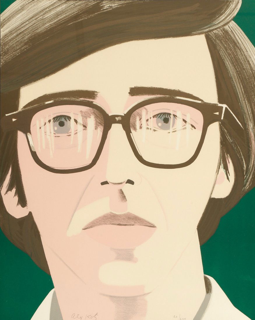 Alex Katz 1927 Brooklyn - 'Portrait of a poet (Kenneth: Alex Katz 1927 Brooklyn - 'Portrait of a poet (Kenneth Koch)' - Farblithografie/Papier. 24/200. 70 x 55,5 cm (Darstellungs- und Blattma ß). Sign. l. u.: Alex Katz. Voll ansichtig unter Glas gerah