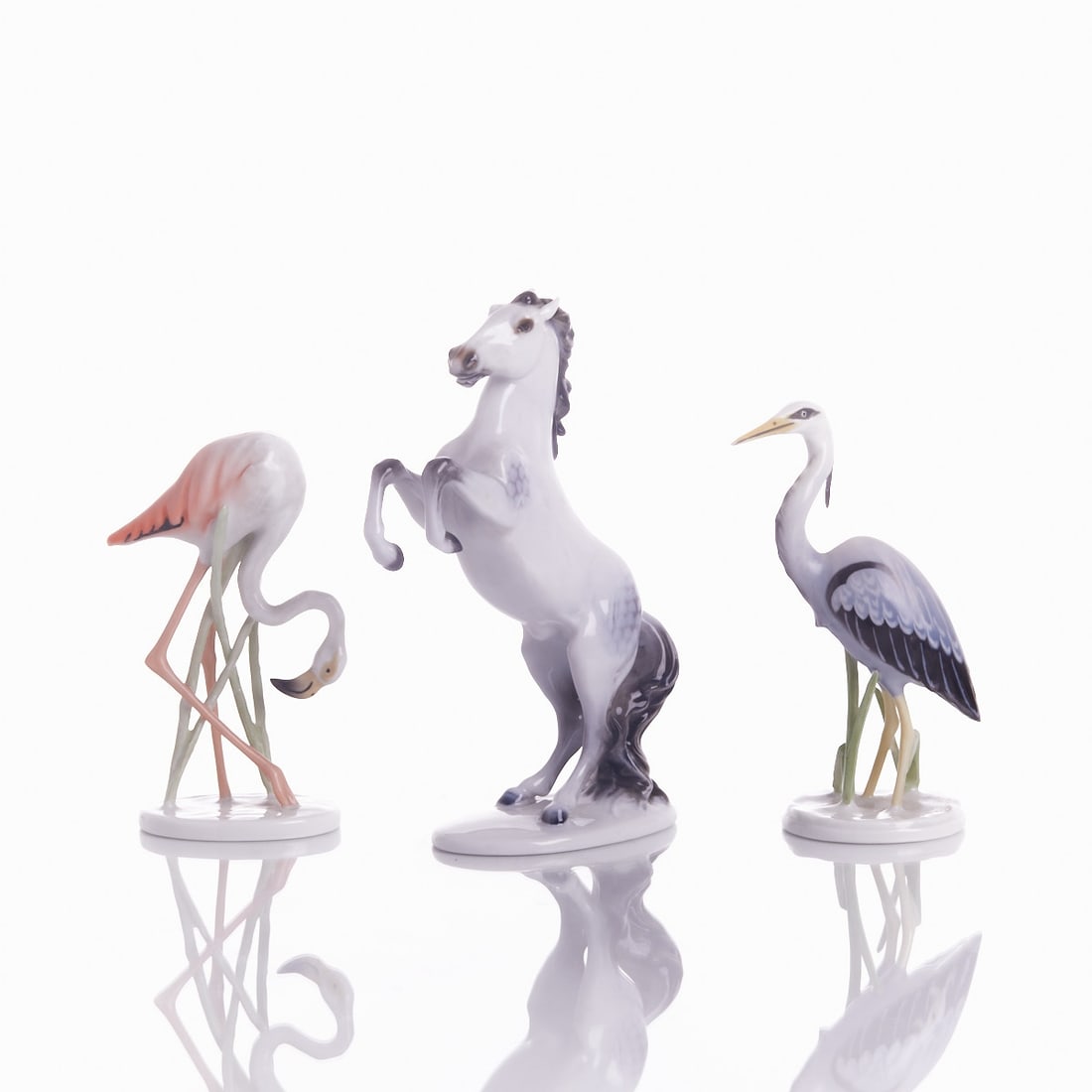 Heron, Flamingo and Rearing Horse - Fritz Heidenreich and others, Rosenthal AG, Branch factory Selb (1 of 2)