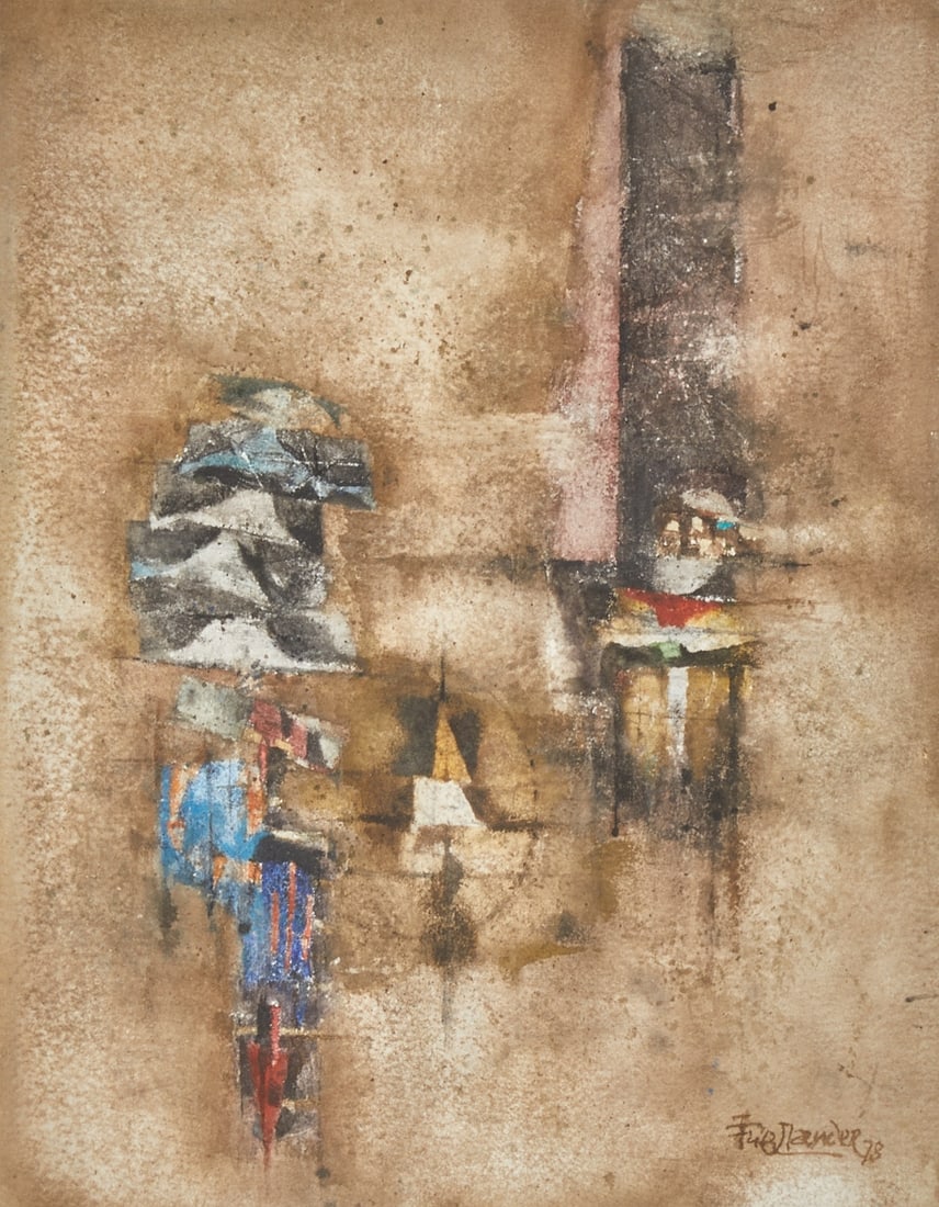 Johnny Friedlaender: Johnny Friedlaender 1912 Pless - 1992 Paris - Untitled - (1978) Gouache/cardboard. 35.5 x 27.5 cm. 71 x 60 cm (size with frame). Signed and dated lower right: Friedlaender (19)78. Passepartout. Fully