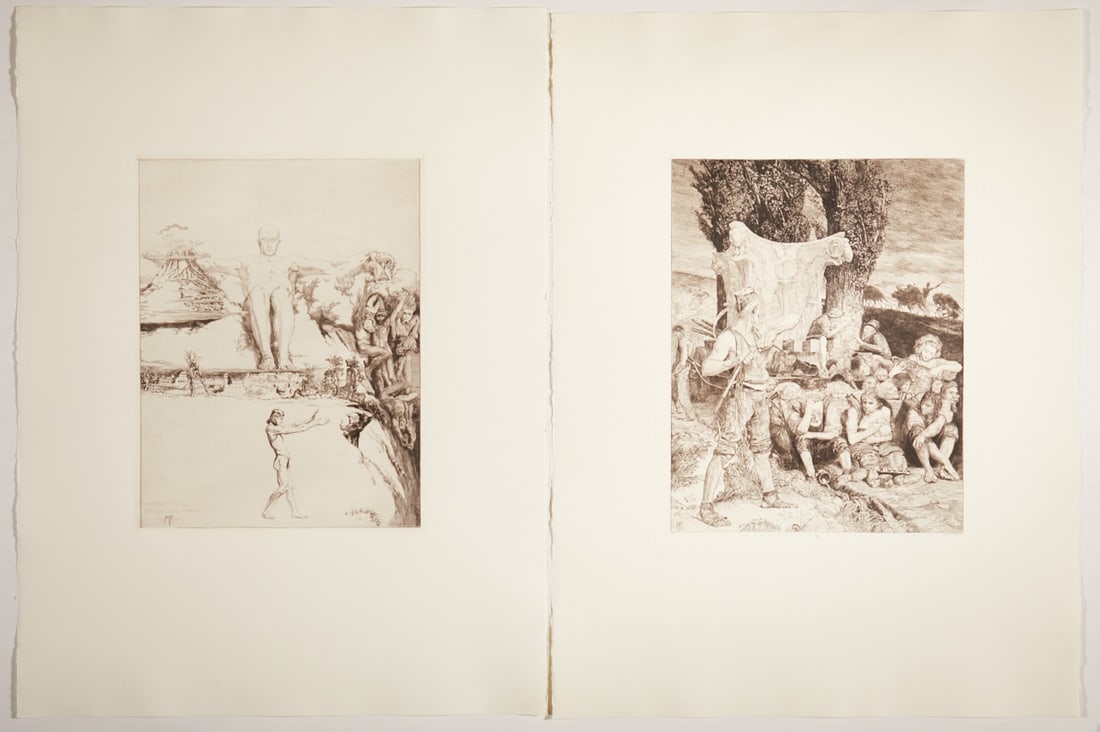Max Klinger: Max Klinger 1857 Leipzig - 1920 Großjena portfolio - "Philosopher" (From the series "On Death II" - (1910/2007) etching/paper. 50 x 33.5 cm, 76.3 x 57 cm. Monogrammed and dat