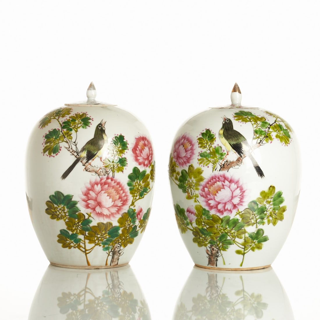 Pair of large Famille Rose ginger jars (1 of 2)