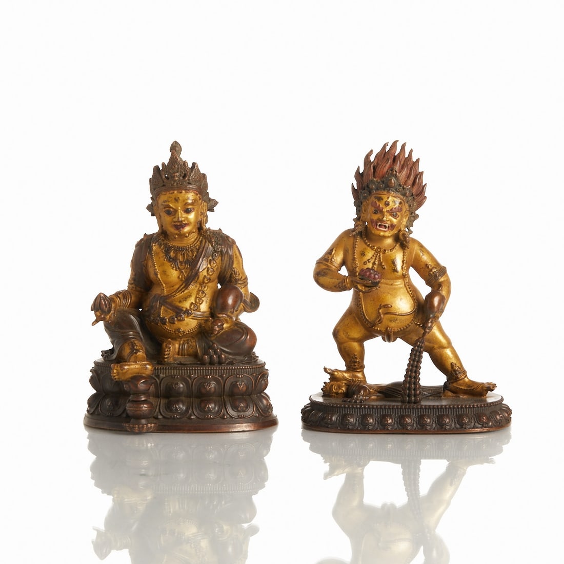 Two Tibetan Bronze Buddhas: Dzambhala and Kubera/Jambhala (1 of 2)