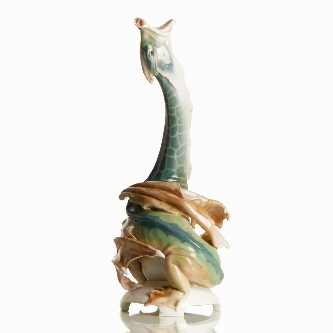Dragon as Lamp Base - Konrad Hentschel, Meissen, 1904-1924: Dragon as lamp base. Design by Konrad Hentschel, Royal and State Porcelain Manufactory, Meissen 1904-1924. Porcelain, white, glazed. Polychrome pastel-colored painting underglaze. Underglaze blue cros