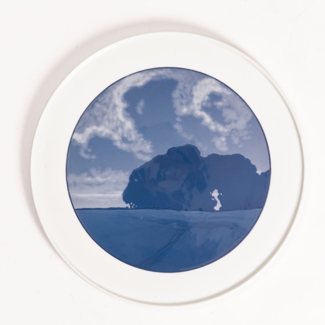 Large Art Nouveau Wall Plate - Forest Landscape, KPM Berlin circa 1912: Large Art Nouveau wall plate - forest landscape. State Porcelain Manufactory (KPM), Berlin circa 1912. White, glazed porcelain. Cobalt blue painted underglaze. Blue scepter mark on the unglazed foot.